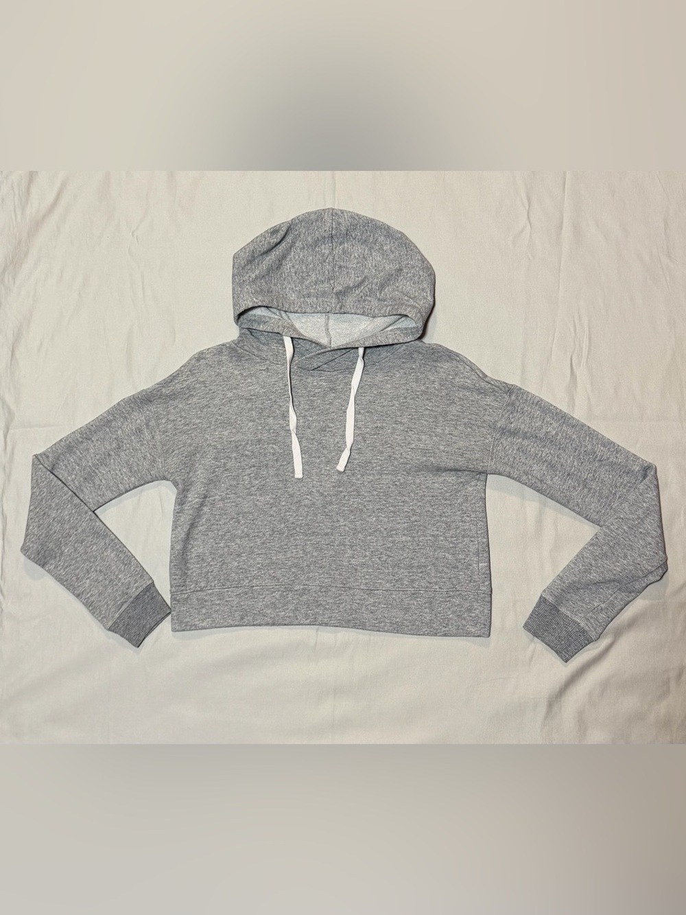 SO Gray Cropped Hoodie with Drawstrings Small Cotton